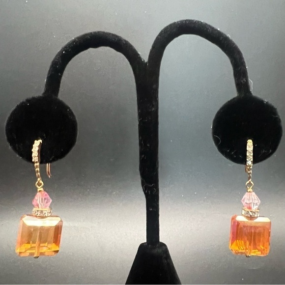 Topaz Colored beaded Drop Earrings - Pre-owned - Picture 5 of 12